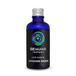 Genuine Terpenes Afghan Hash in a blue glass bottle, delivering a earthy, spicy, pine, herbal terpene profile.