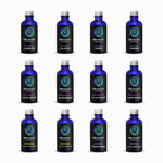 Genuine Terpenes Variety Sample Pack featuring Essence, Live, Booster, and Twist Range profiles in blue glass bottles
