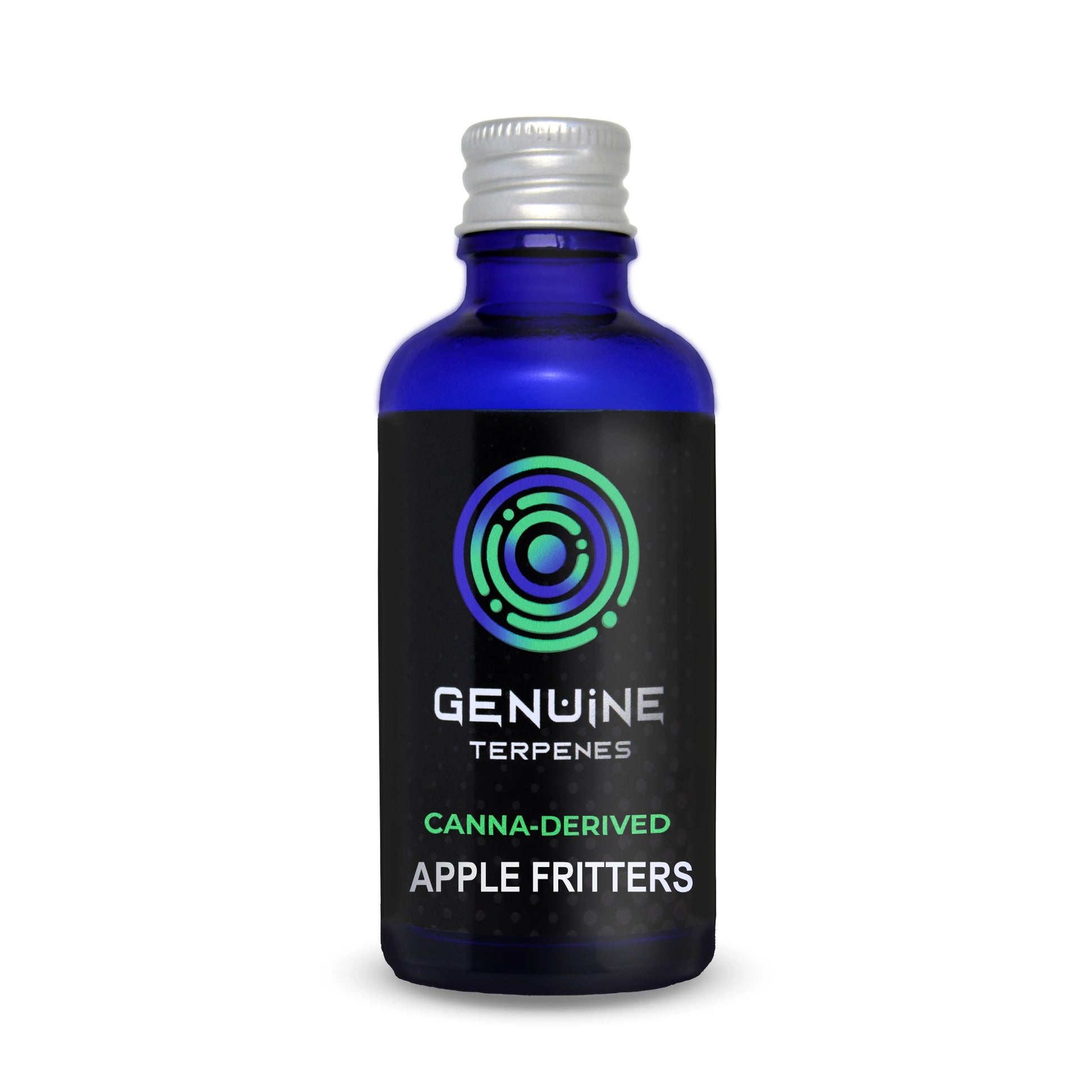 Bottle of Genuine Terpenes Canna-Derived Apple Fritters on a white background