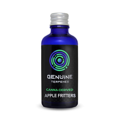 Bottle of Genuine Terpenes Canna-Derived Apple Fritters on a white background