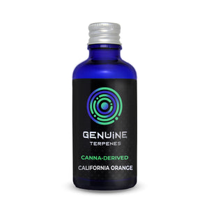 Bottle of Genuine Terpenes Canna-Derived California Orange on a white background