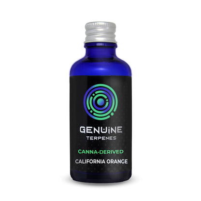 Bottle of Genuine Terpenes Canna-Derived California Orange on a white background
