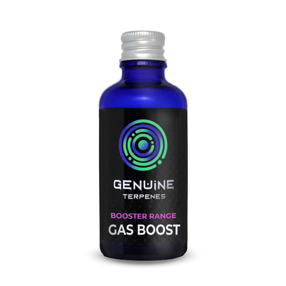 Bottle of Genuine Terpenes Booster Range Gas Boost on a white background