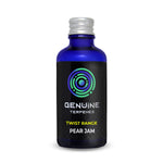 Genuine Terpenes Pear Jam Twist in a blue glass bottle, a fruity-led terpene profile with notes of Ripe Pear, Pear Jam, and Lemon.