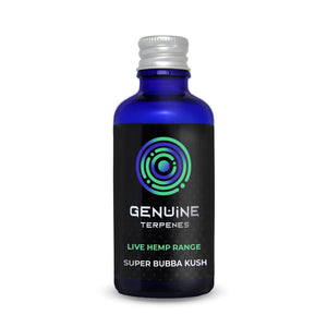 Genuine Terpenes bottle with Super Bubba Kush Live Hemp flavour terpenes
